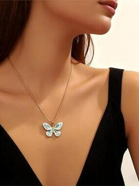 NEW Butterfly Necklace For Women Boho Pendant Necklace Multicolor Enamel Trendy